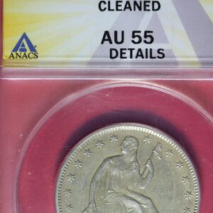1861 S- ANACS 50C AU55 DETAILS CLEANED SEATED LIBERTY HALF DOLLAR #B43276